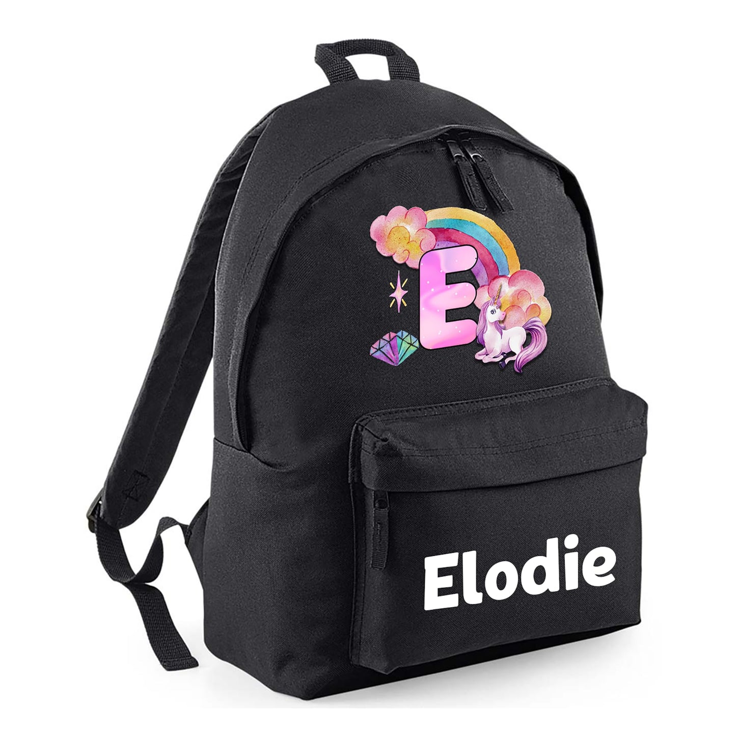 Personalised Kids Backpack - Custom Rucksack with Name - Multiple Designs & Colours - Ideal for Boys, Girls, Nursery and Primary School Children Back to School (Small, Dinosaur Initial, Navy)