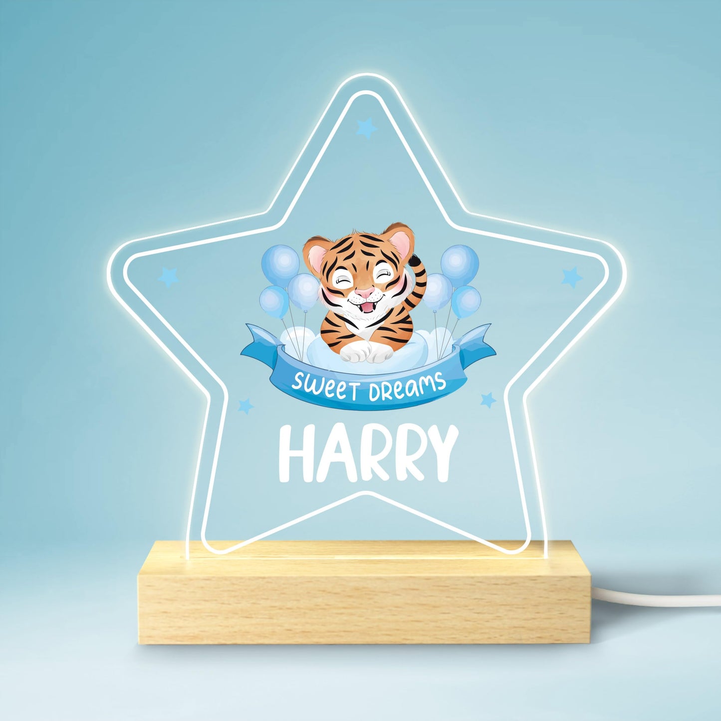 Baby Boy Christening Gifts, Personalised Christening Gifts For Boy Son Grandson, Jungle Safari Animal LED Night Light With Childs Name