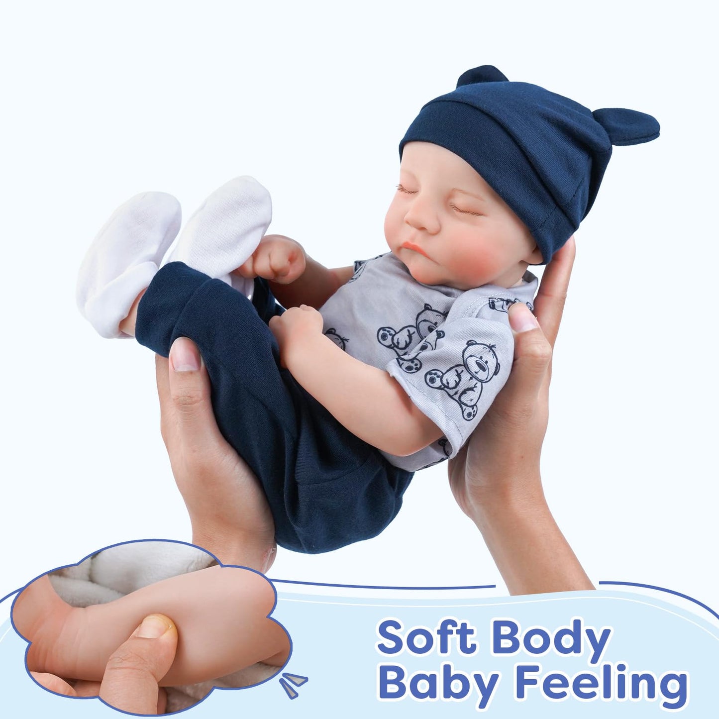 BABESIDE Lifelike Reborn-Baby Dolls Boy 17 Inch Handmade Realistic Reborn Babies Dolls Newborn Baby with Soft Vinyl Body Real Life Baby Dolls with Toy Accessories Close Eyes