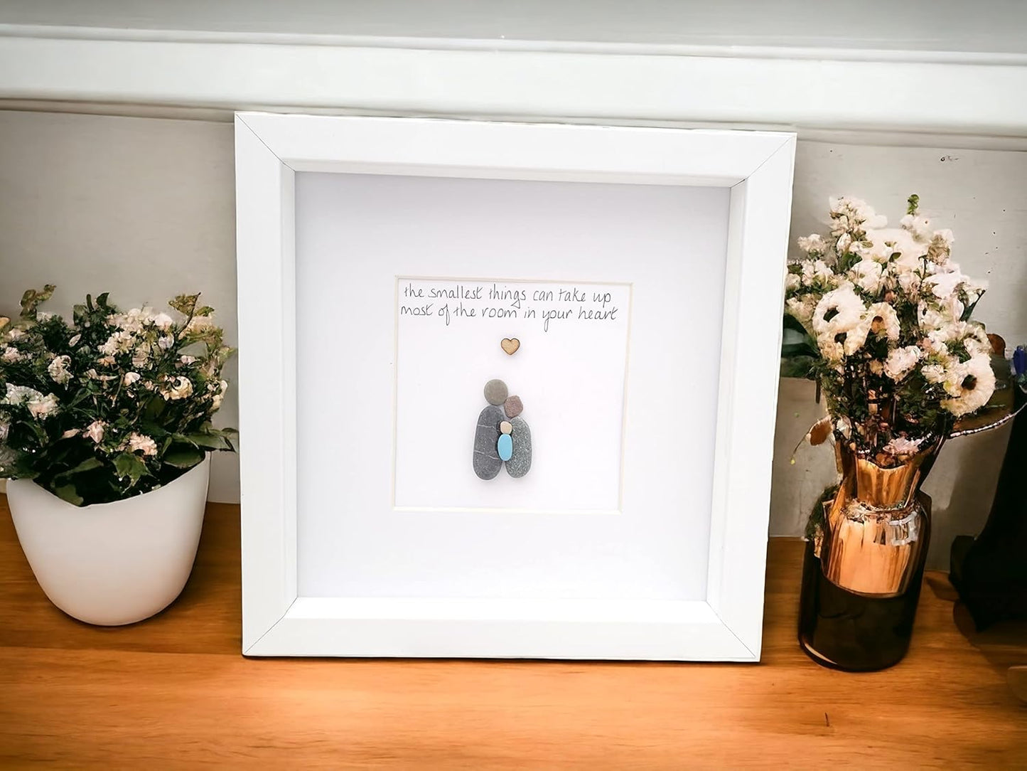 Pebble Art Family, New Baby Picture Framed And Personalised - Parents To Be Gift - Baby Shower Gender Neutral