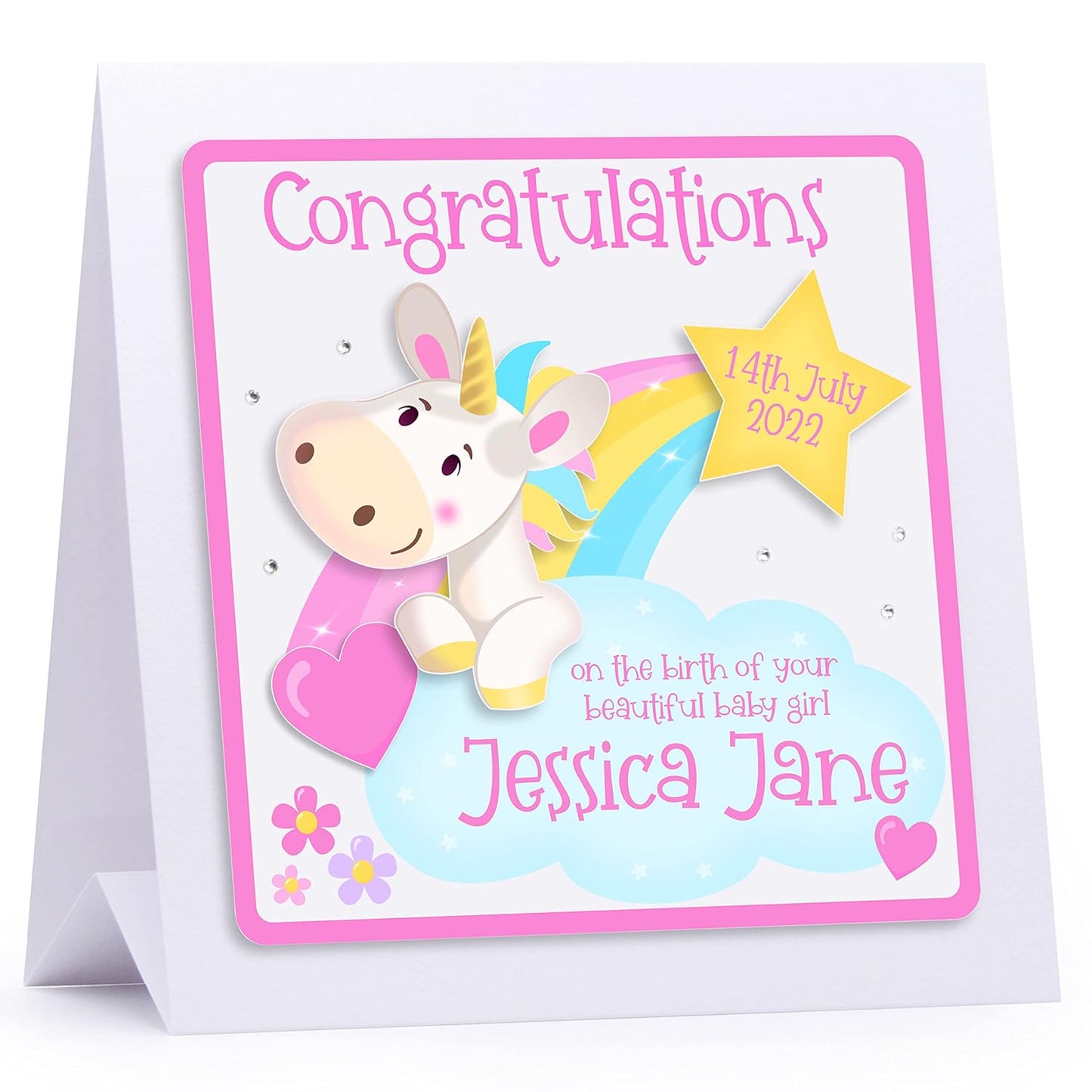 Personalised Unicorn Birthday Card (3D) Personalised Birthday Card for Daughter, Birthday Card for Girls, Birthday Card Age 1, Age 2, Age 3, Age 4, Age 5, Age 6