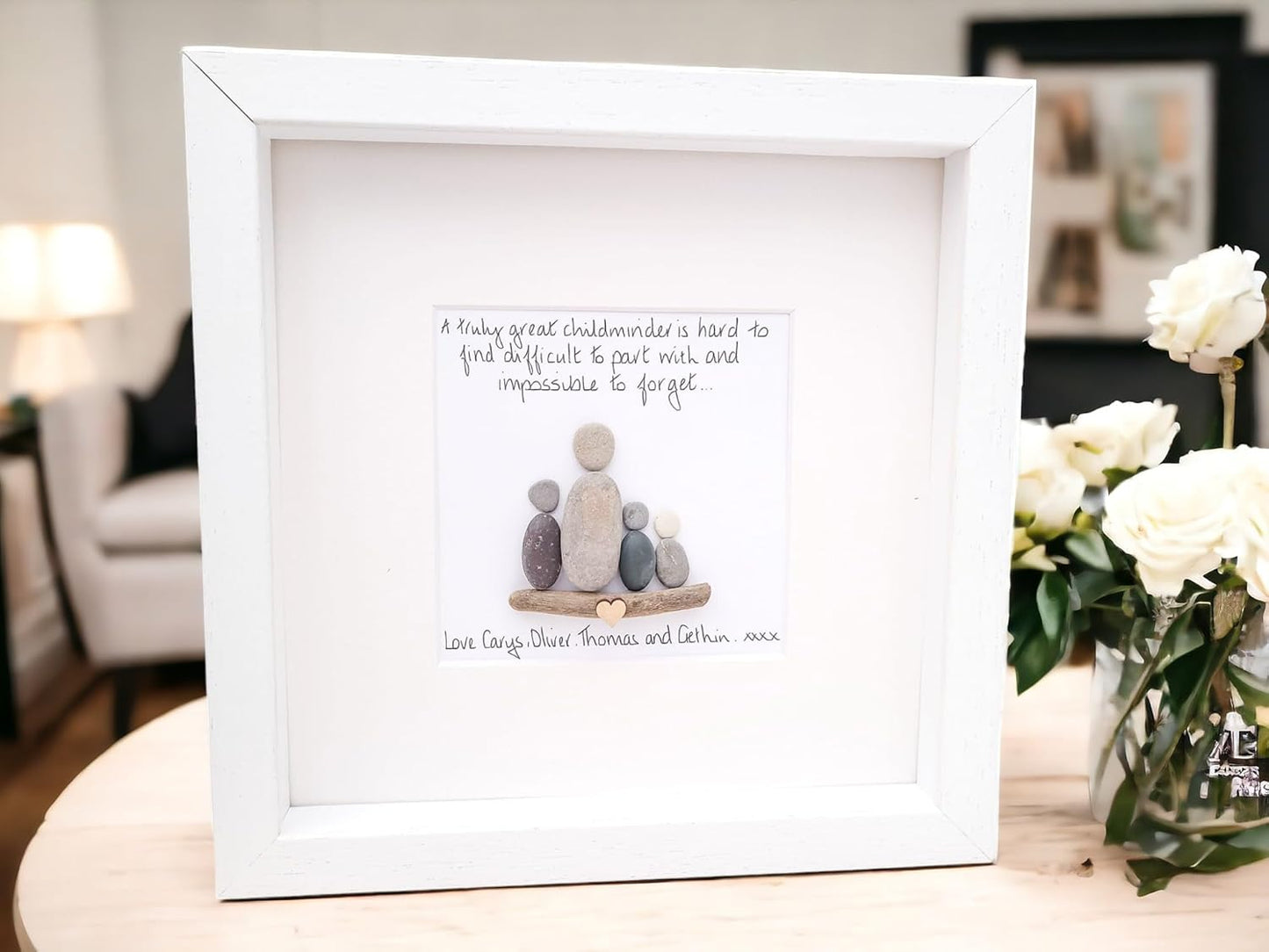 Childminder Gift Pebble Art Picture, Nanny, Nursery, Teacher, Personalised Thank you - Leaving Gift