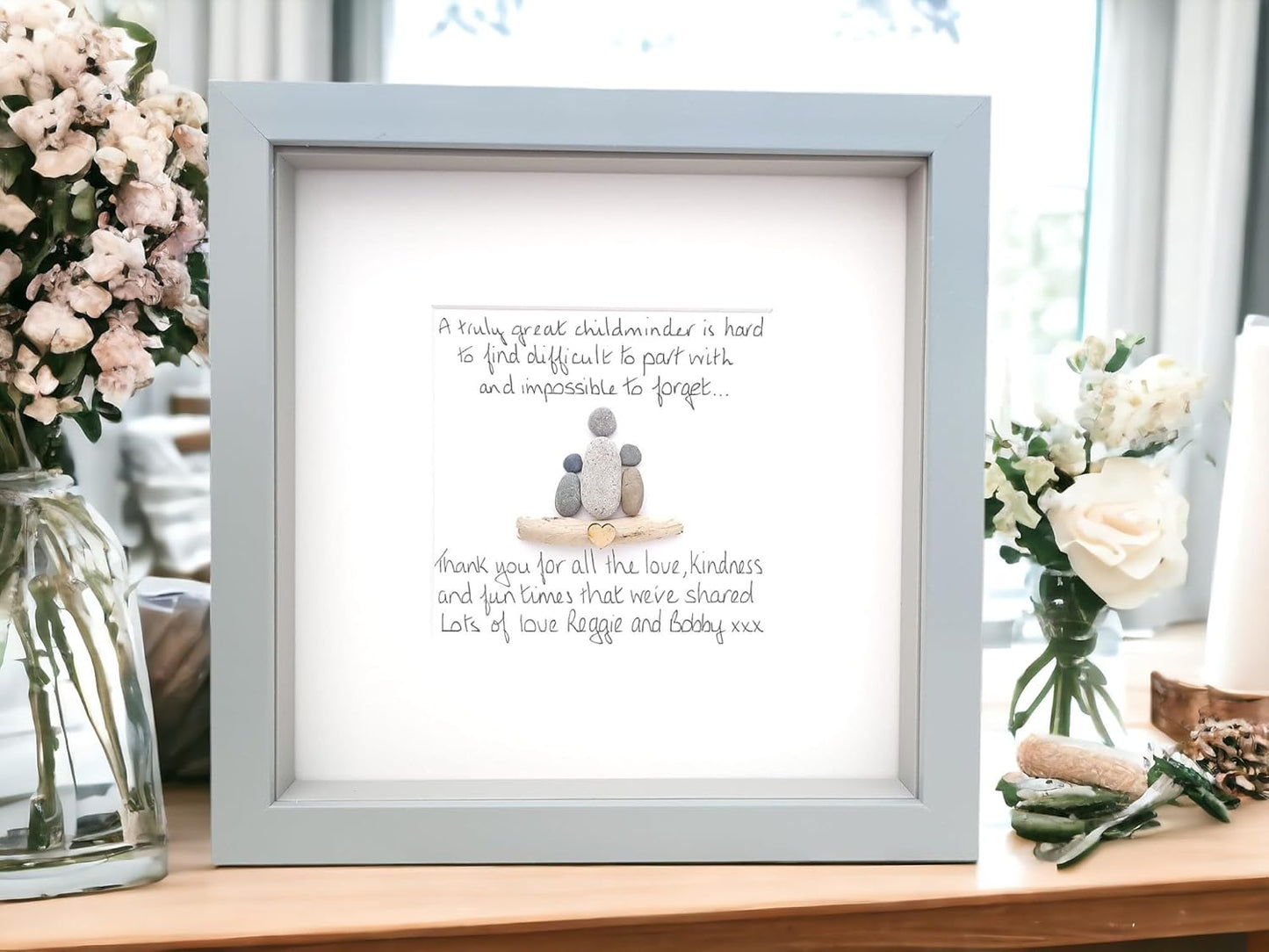 Childminder Gift Pebble Art Picture, Nanny, Nursery, Teacher, Personalised Thank you - Leaving Gift