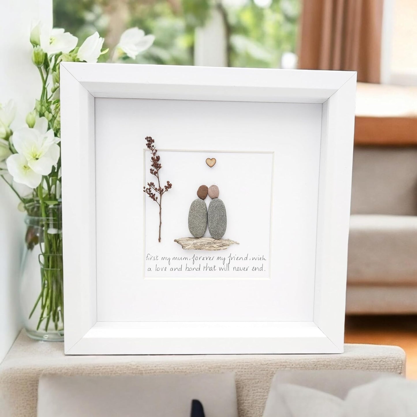 Mum Mothers Day Birthday Gift Family Personalised Gift Framed Pebble Art Mother Mummy Picture