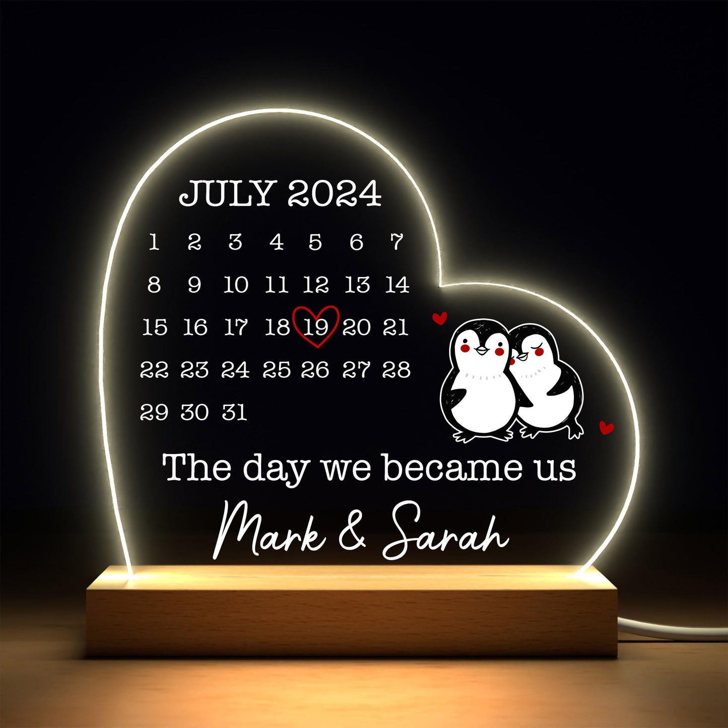 Beecreative Anniversary Gifts For Her, Personalised Anniversary Date LED Night Light For Girlfriend Wife, I Love You Anniversary Gift