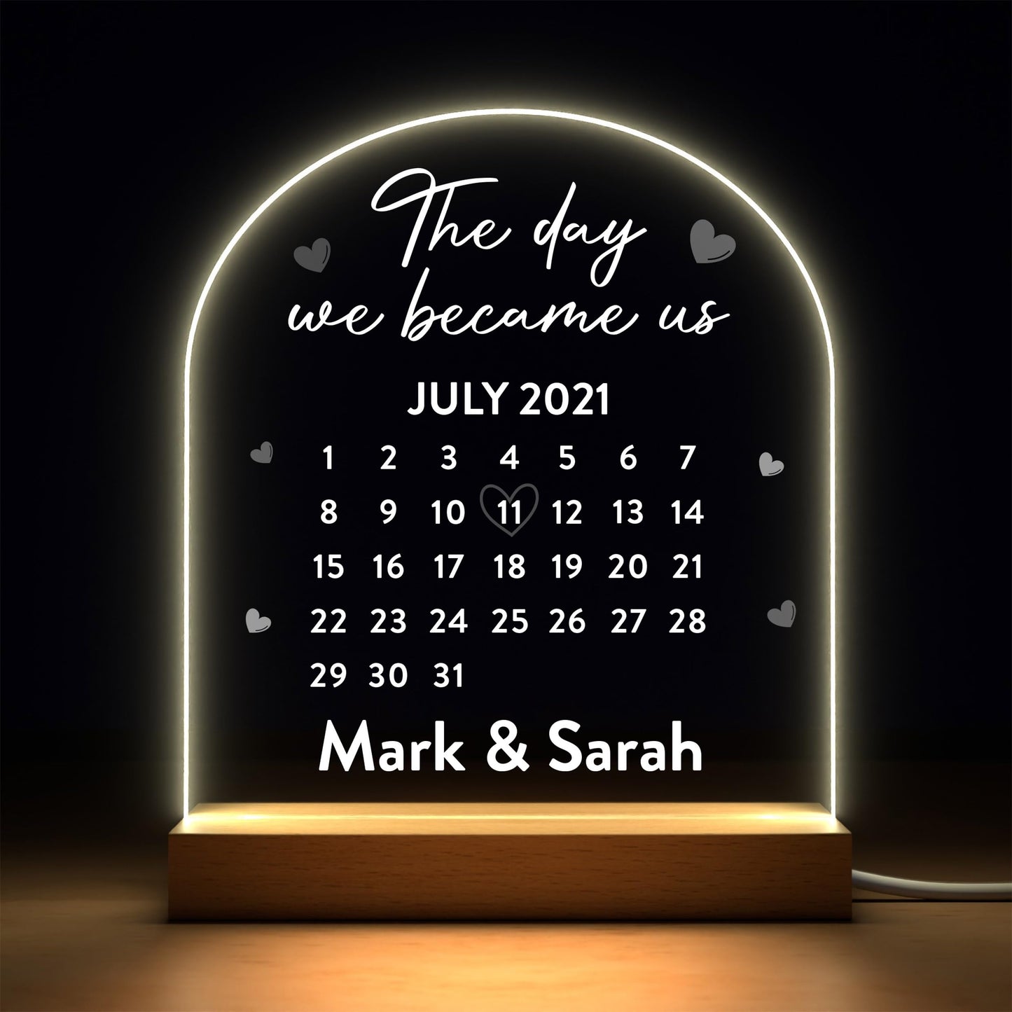 Beecreative Anniversary Gifts For Her, Personalised Anniversary Date LED Night Light For Girlfriend Wife, I Love You Anniversary Gift