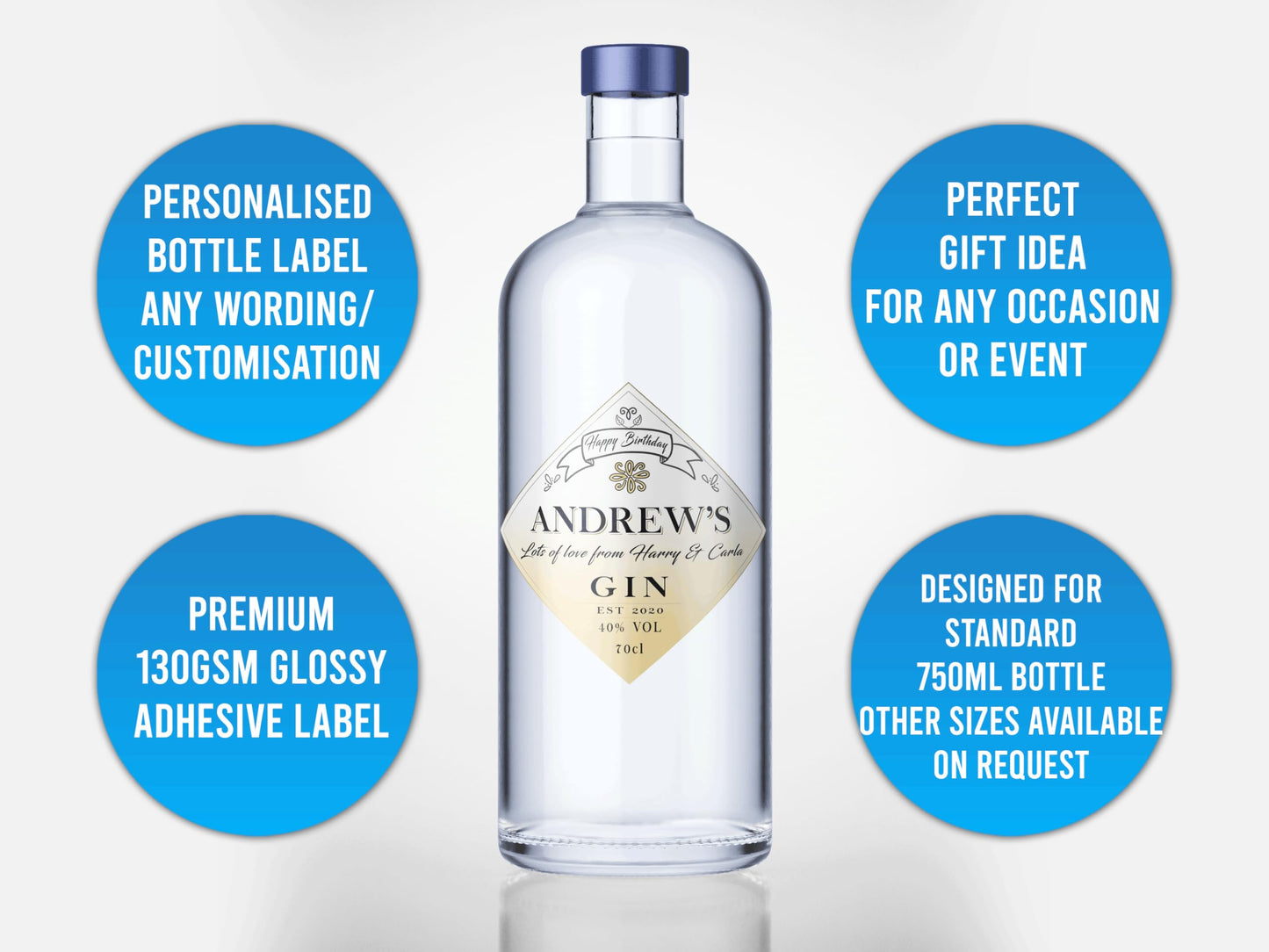 Personalised Gin Bottle Label Custom - Any Wording