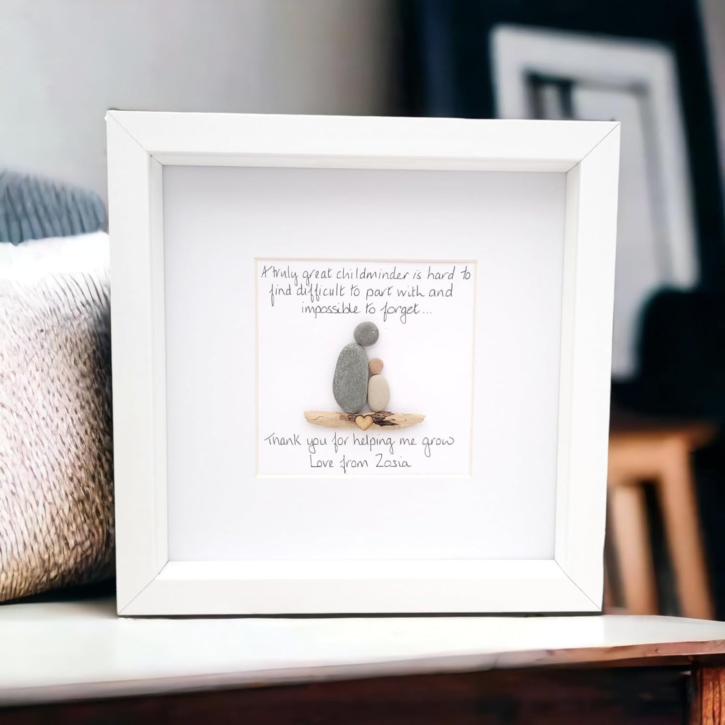 Childminder Gift Pebble Art Picture, Nanny, Nursery, Teacher, Personalised Thank you - Leaving Gift