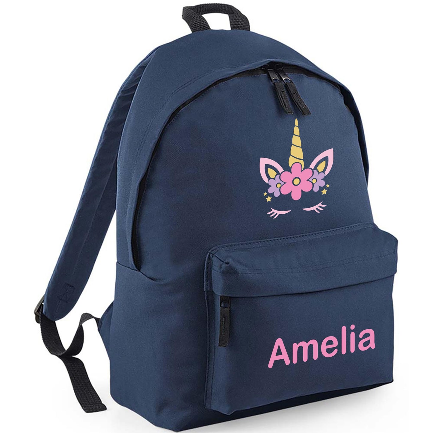 Personalised Kids Backpack - Custom Rucksack with Name - Multiple Designs & Colours - Ideal for Boys, Girls, Nursery and Primary School Children Back to School (Small, Dinosaur Initial, Navy)