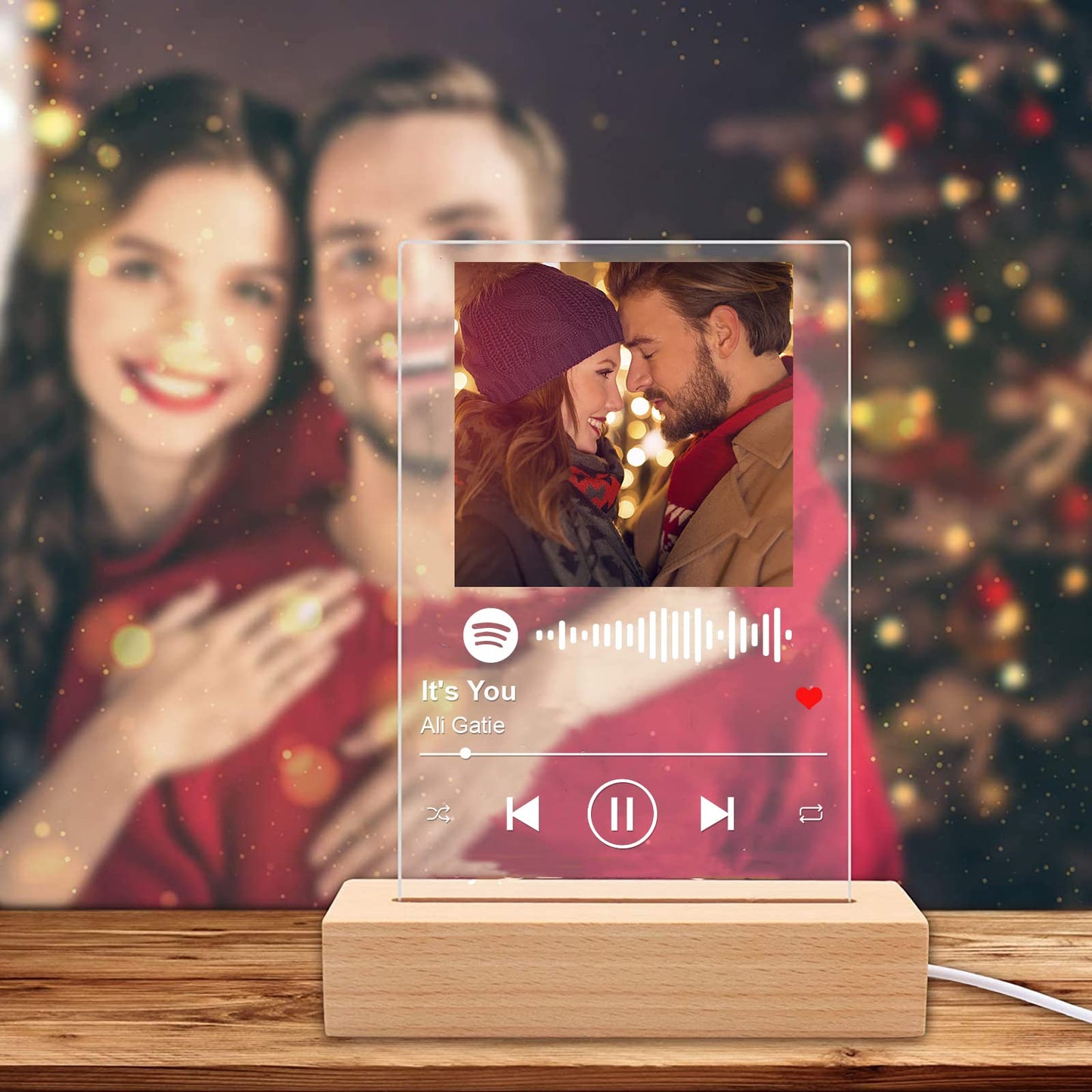 Personalized Acrylic Song with Photo Custom Acrylic Album Cover Gifts Scannable Code Spotify Plaque Wall Glass Art Song Poster Music Spotify Picture Frame Boyfriend Christmas Birthday