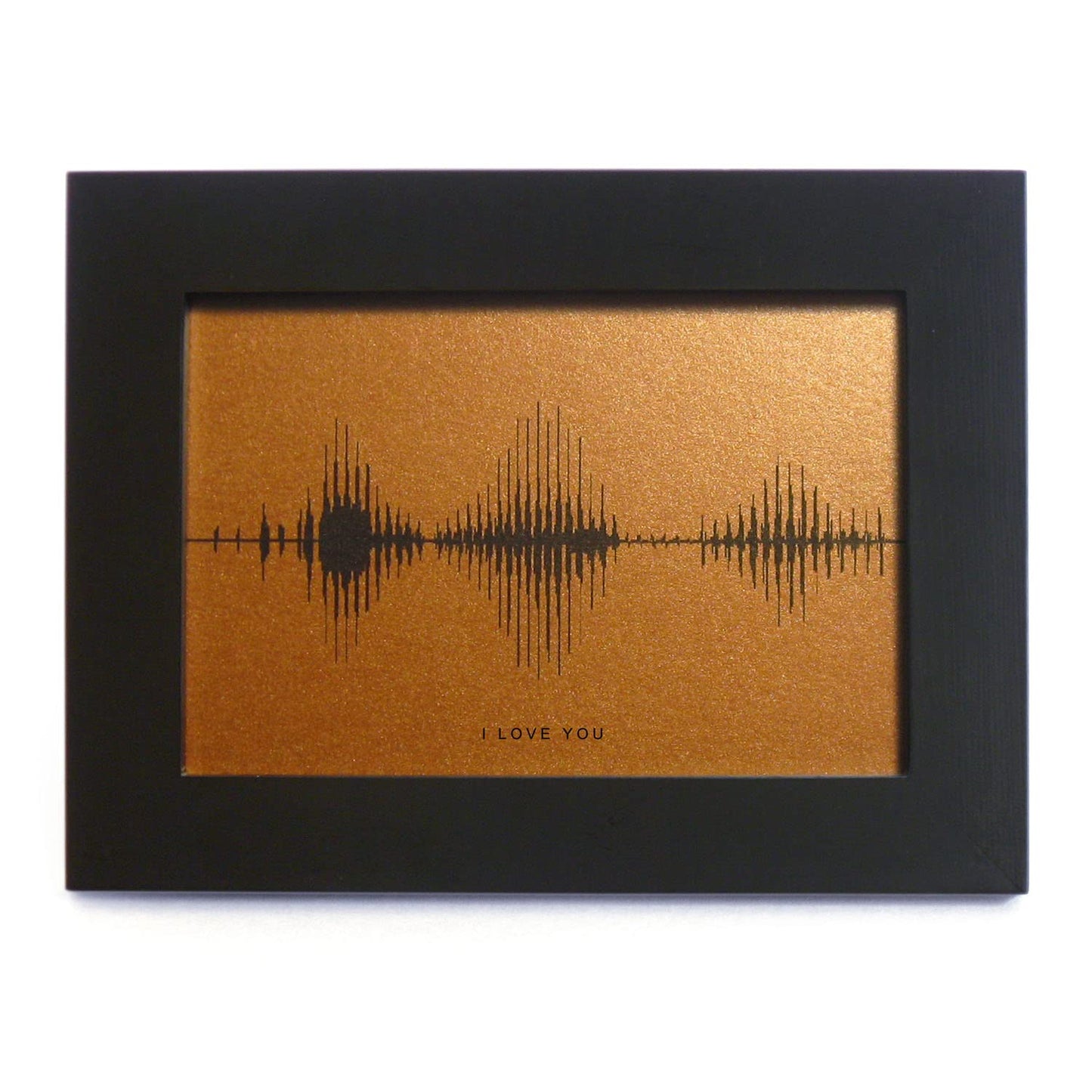 I Love You Soundwave Art, Visible Voice 8th Wedding Anniversary Gift for him or her, Husband Present from Wife, 3.5 x 5 inch, Bronze Colour, Christmas Gift