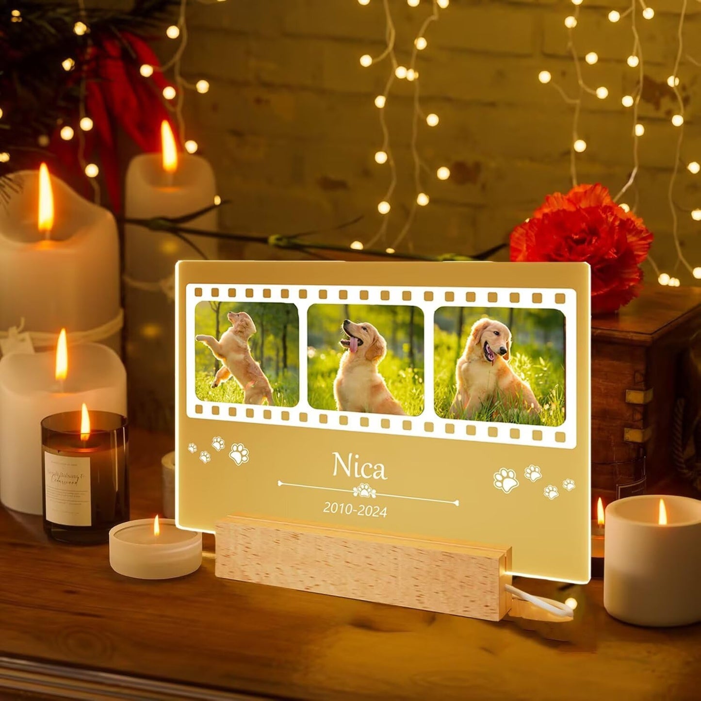 Personalized Dog Memorial Gifts for Loss of Dog - Pet Memorial Plaque Custom Photo Night Lights, Pets Bereavement Gifts Loss of Pet Gift, Style 4