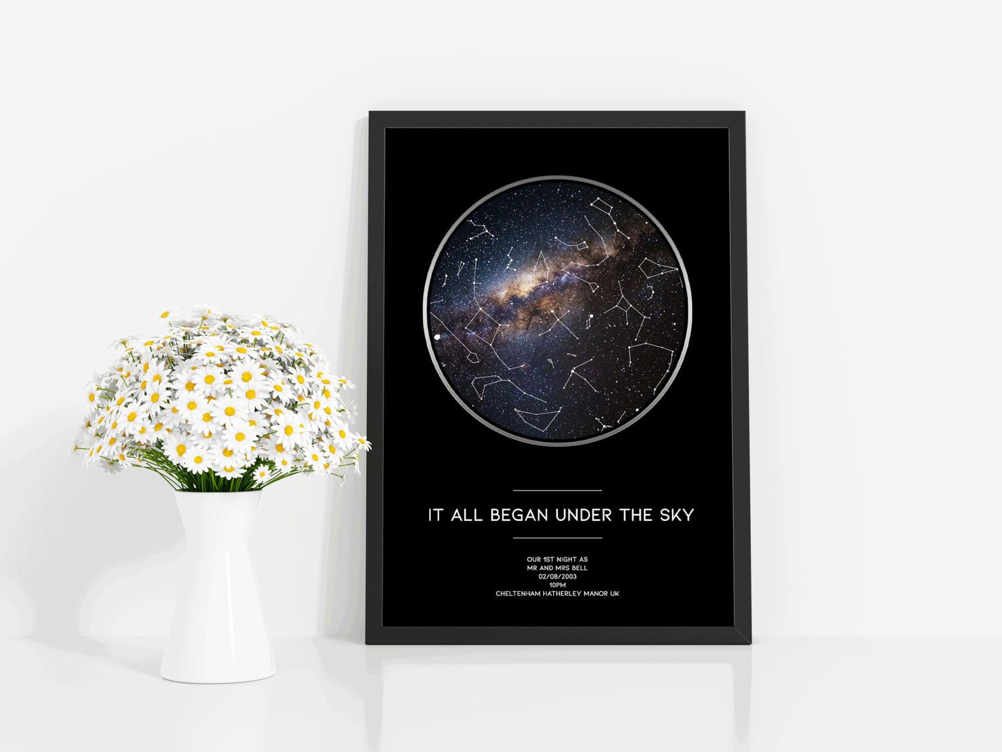 forefrontdesigns Personalised The Day it Began Star map chart astronomical Poster Print Framed/unframed