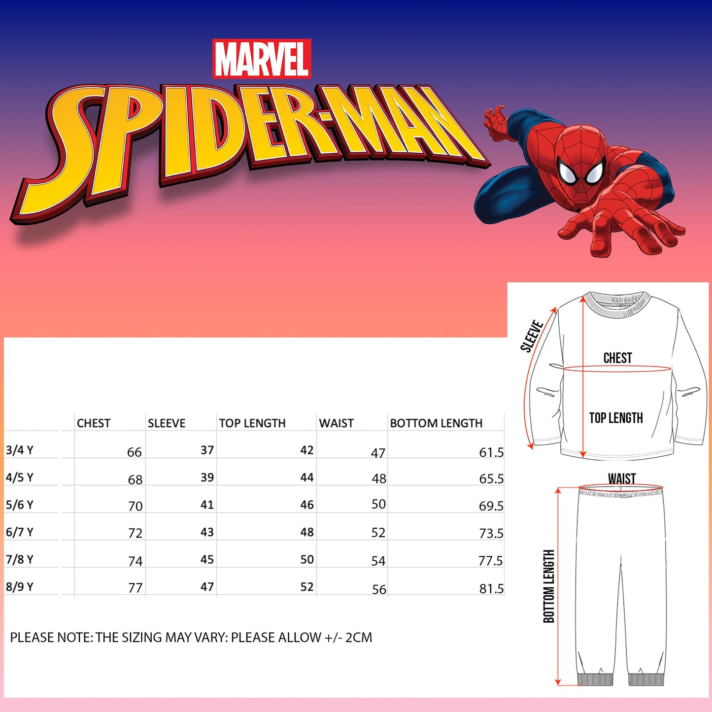 Marvel Spiderman Christmas Personalised Pyjama for Kids Long Sleeve Winter Pyjama Soft and Comfortable Gift for Boys PJ Set