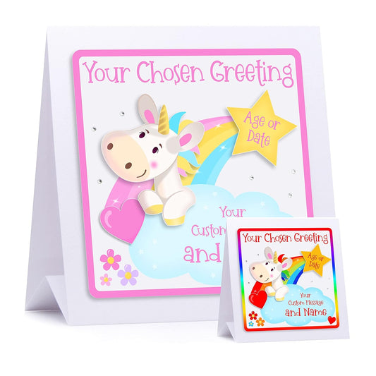 Personalised Unicorn Birthday Card (3D) Personalised Birthday Card for Daughter, Birthday Card for Girls, Birthday Card Age 1, Age 2, Age 3, Age 4, Age 5, Age 6