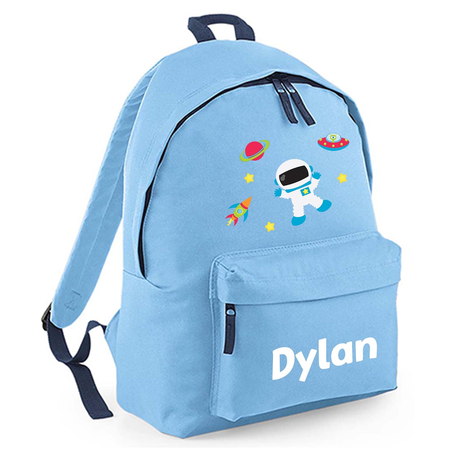 Personalised Kids Backpack - Custom Rucksack with Name - Multiple Designs & Colours - Ideal for Boys, Girls, Nursery and Primary School Children Back to School (Small, Dinosaur Initial, Navy)