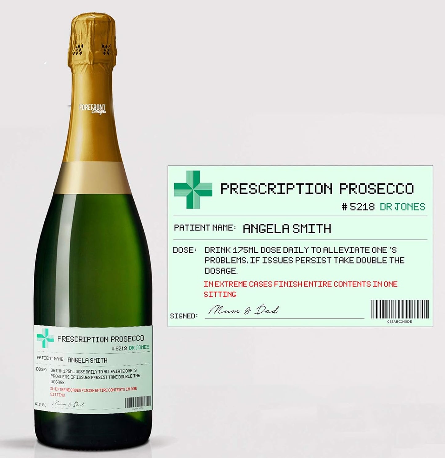 Personalised Prescription Bottle Label Custom - Any Wording