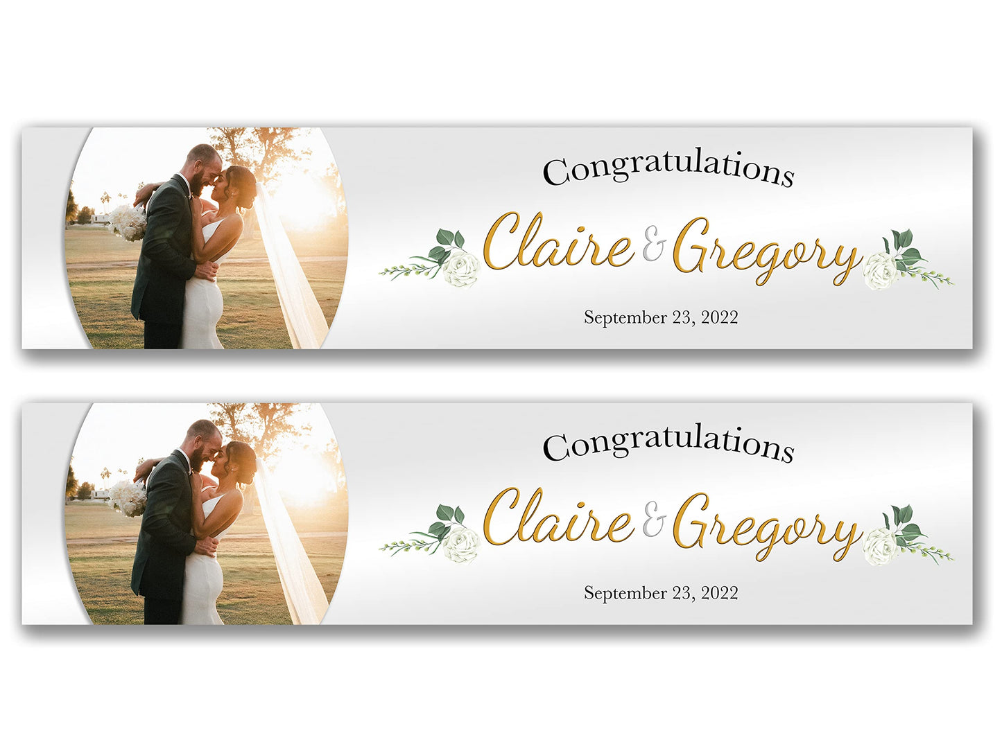 2 x Personalised Wedding Photo Banners - Any Name, Age and Occasion Custom (900mm x 210mm)