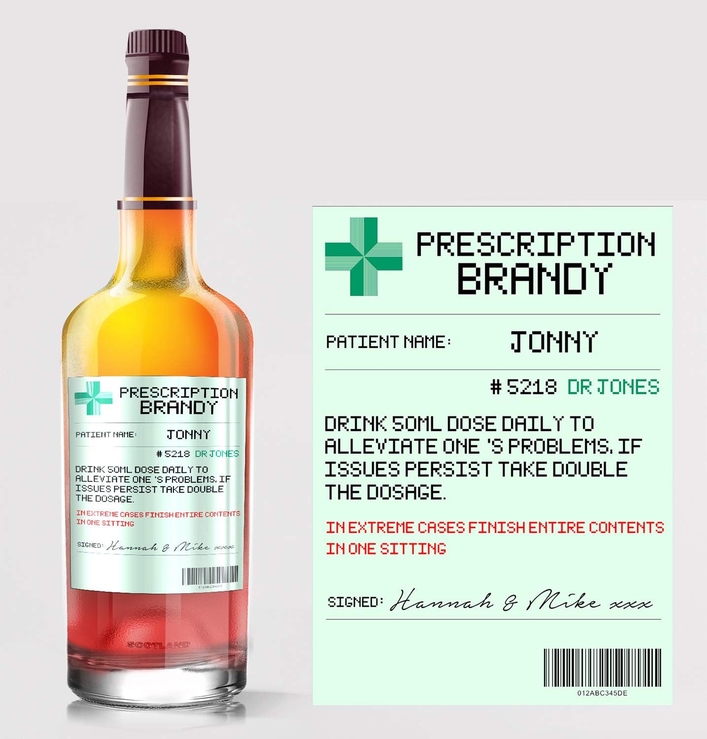 Personalised Prescription Brandy Bottle Label Custom - Any Wording