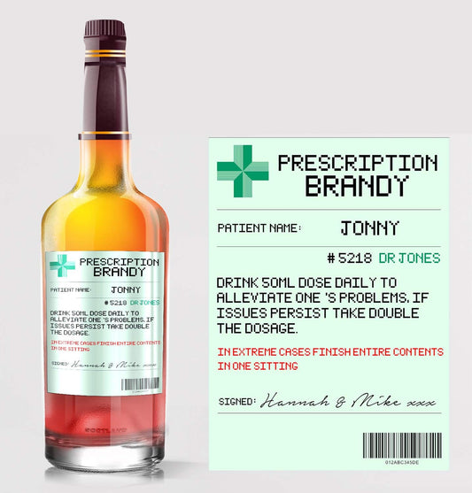 Personalised Prescription Brandy Bottle Label Custom - Any Wording