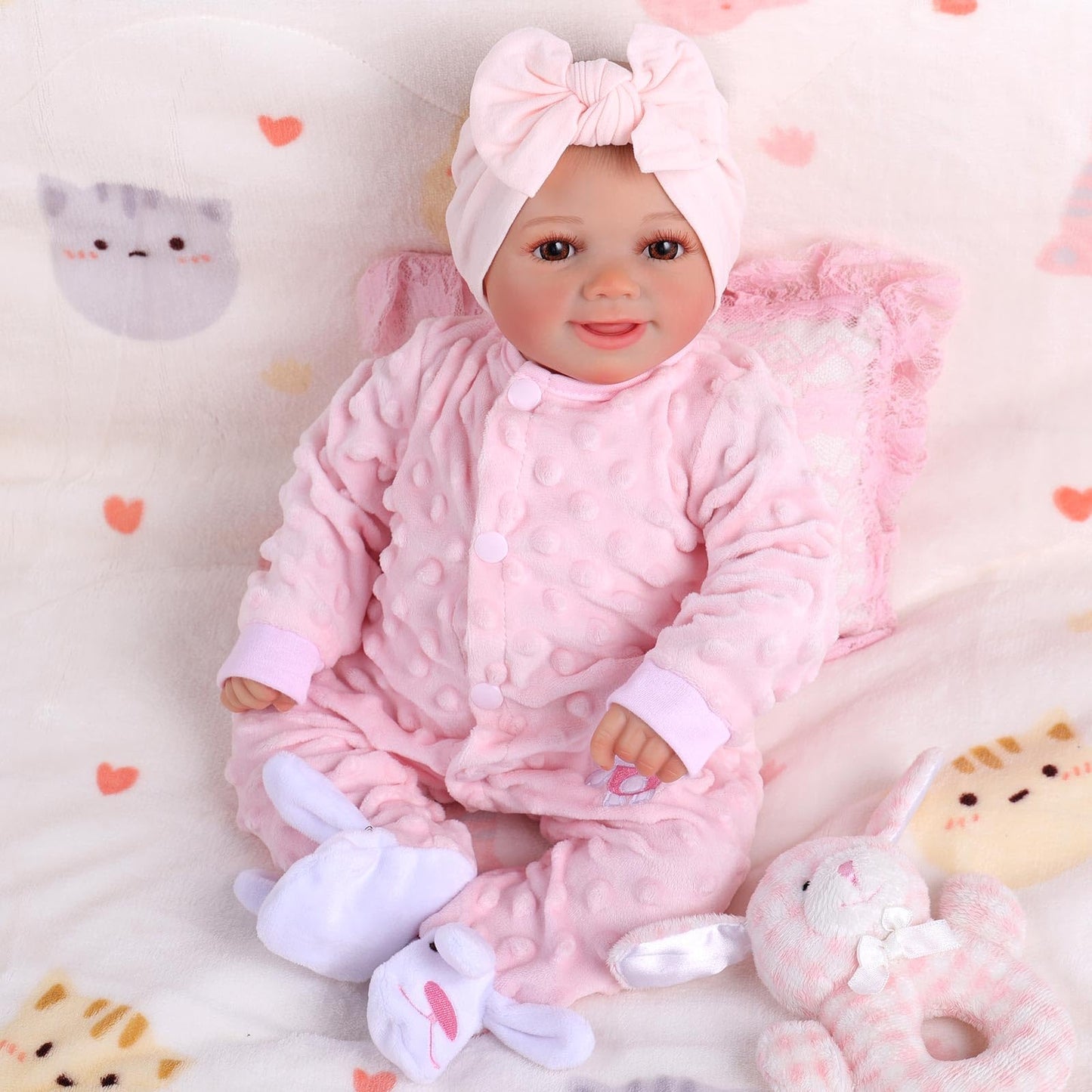 BABESIDE Reborn-Baby Doll Sunny 17 inch Realistic Newborn Dolls Girls Lifelike Baby Doll Soft Cloth Body Reborn Toddler Dolls Real Life Baby Dolls that Look Real Open Eyes