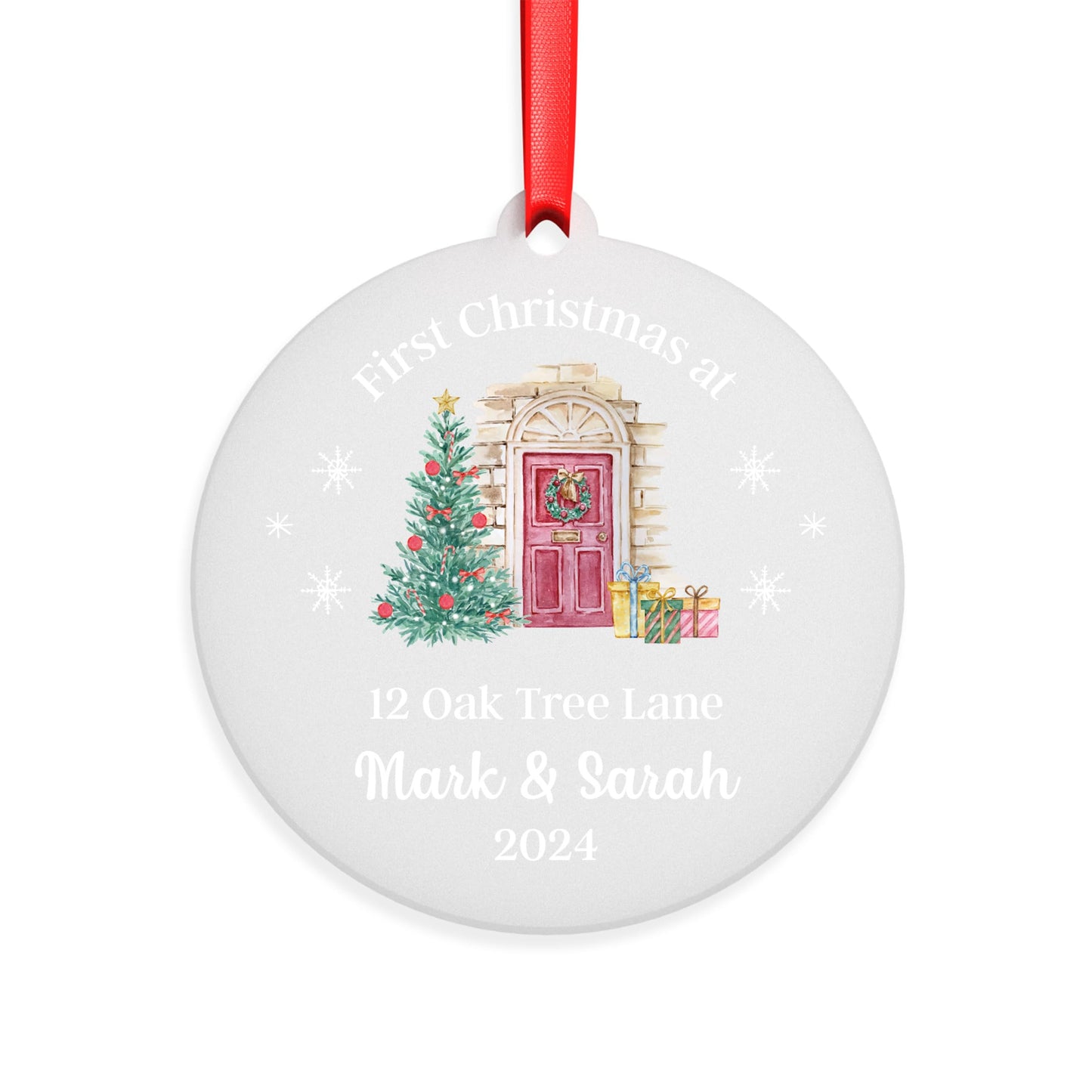 Beecreative First Christmas In Your New Home Ornament - Personalised 1st Xmas New House Home - Housewarming Gift For Couples - Tree Decoration With Red Bag