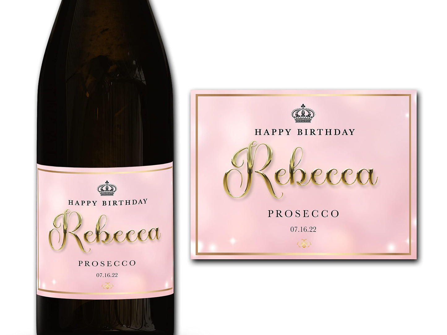 Personalised Champagne/Prosecco Happy Birthday Bottle Label - Any Wording