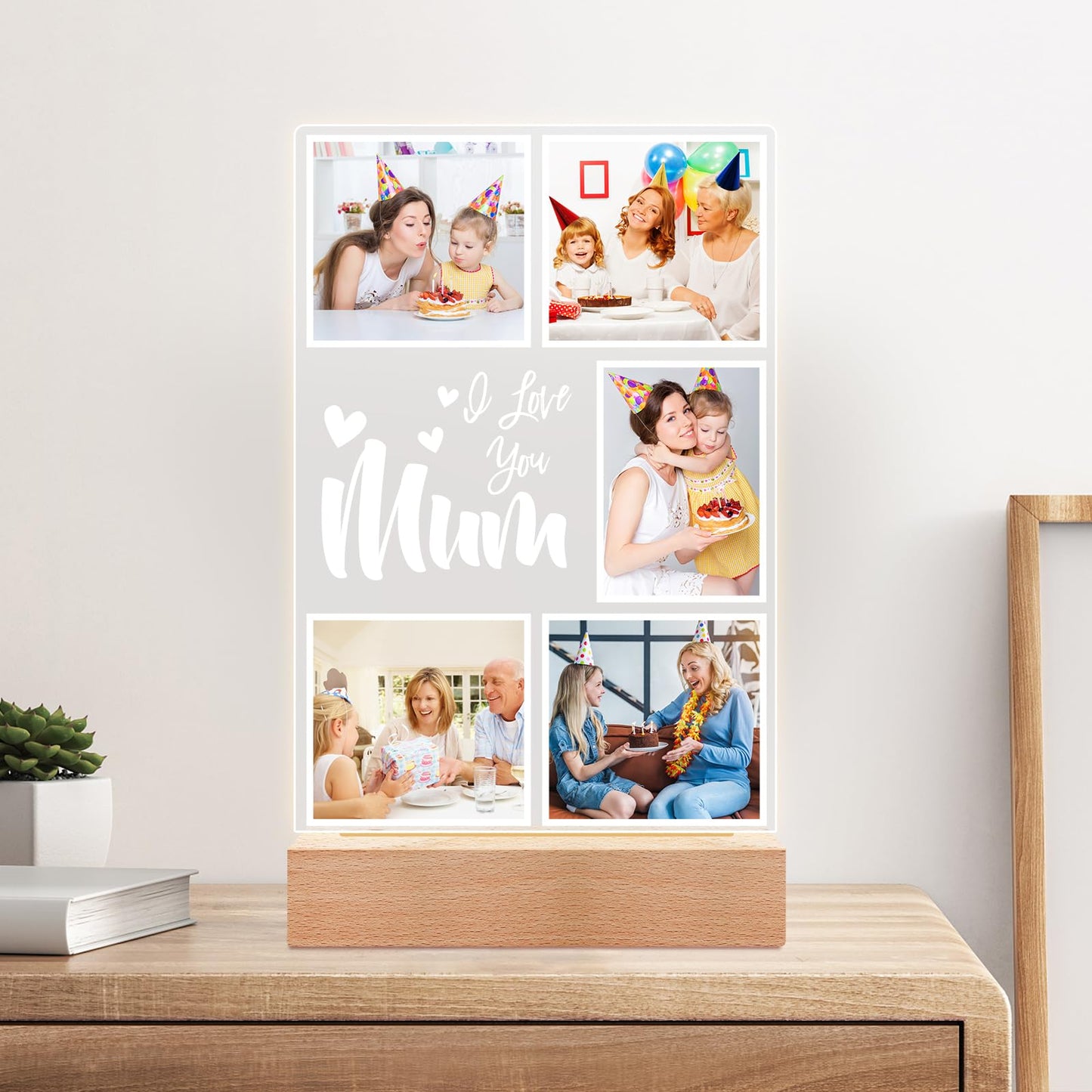 Personalised Anniversary Couples Gifts for Women and Men, Personalised Photo Frame with Photo, Customised Picture Frame with Night Light, Personalised Christmas Birthday Gifts for Her and Him