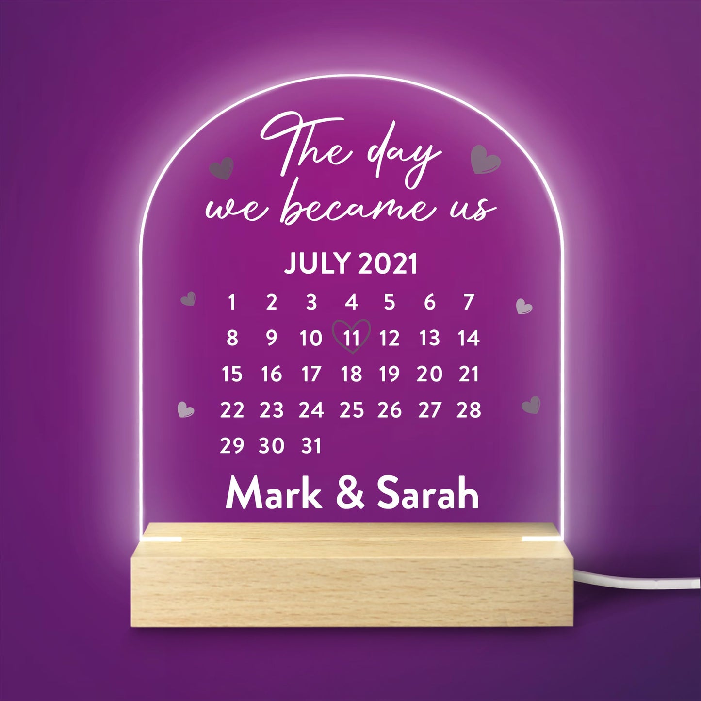 Beecreative Anniversary Gifts For Her, Personalised Anniversary Date LED Night Light For Girlfriend Wife, I Love You Anniversary Gift