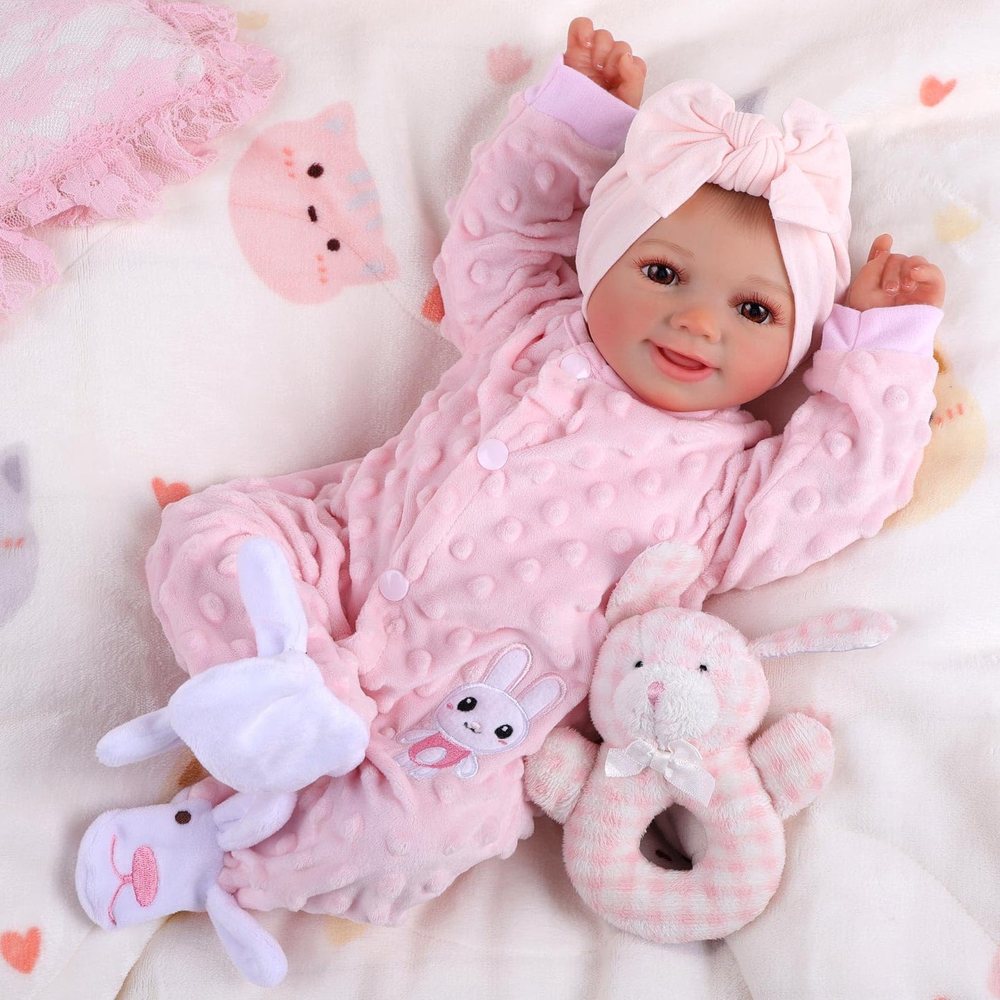 BABESIDE Reborn-Baby Doll Sunny 17 inch Realistic Newborn Dolls Girls Lifelike Baby Doll Soft Cloth Body Reborn Toddler Dolls Real Life Baby Dolls that Look Real Open Eyes