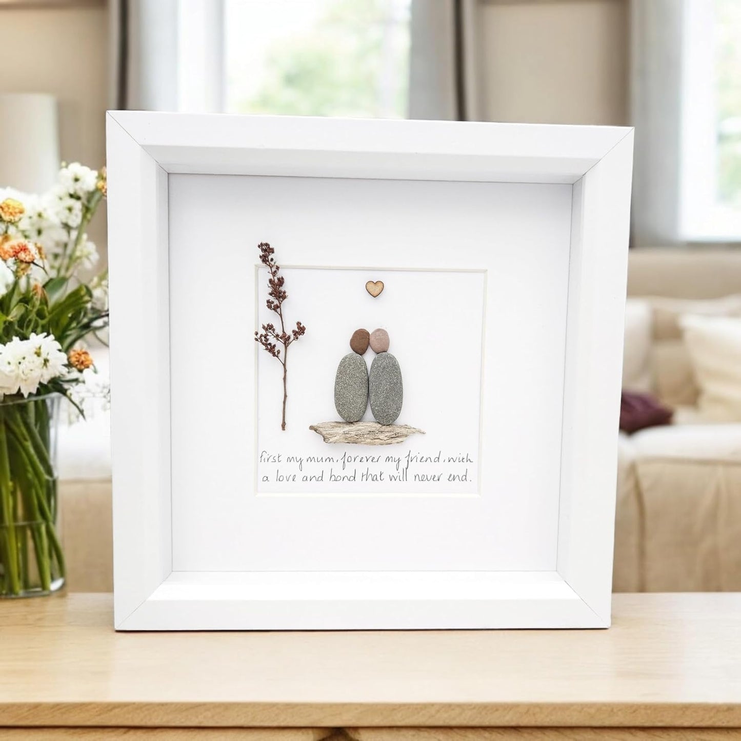 Mum Mothers Day Birthday Gift Family Personalised Gift Framed Pebble Art Mother Mummy Picture