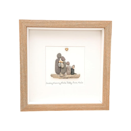 Family Pebble Art Picture Framed Personalised Gift For Christmas Mum And Dad