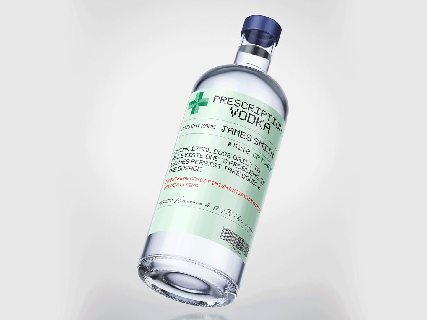 Personalised Prescription Vodka Bottle Label Custom - Any Wording