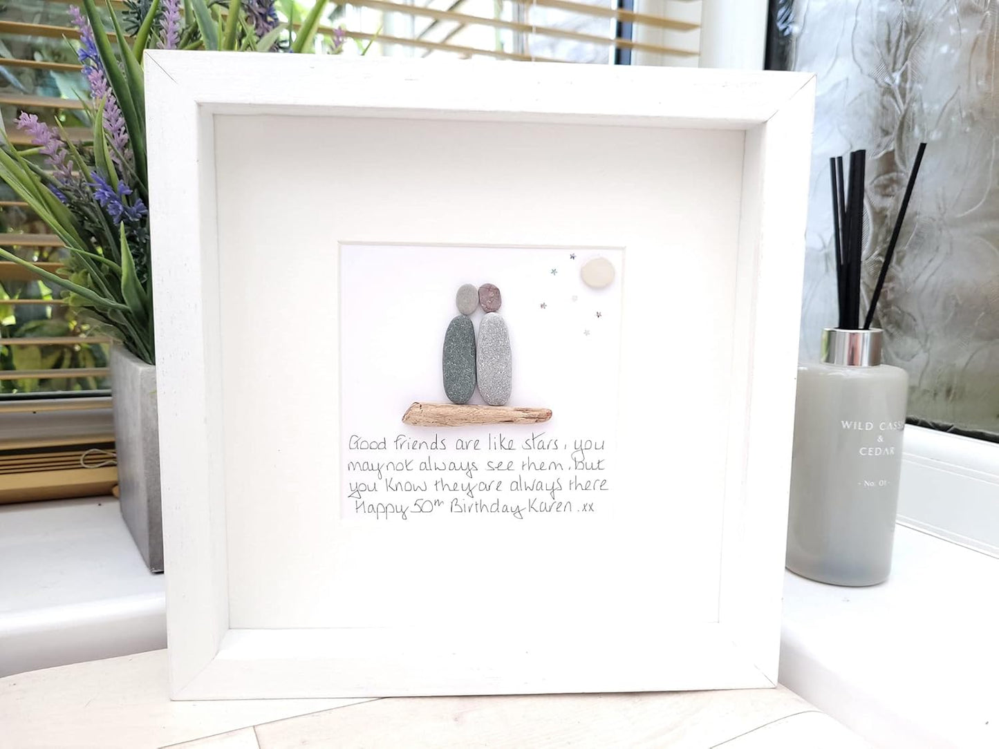 Best Friends Christmas Gift Framed Personalised Pebbles Art Friendship - Colleagues Handmade