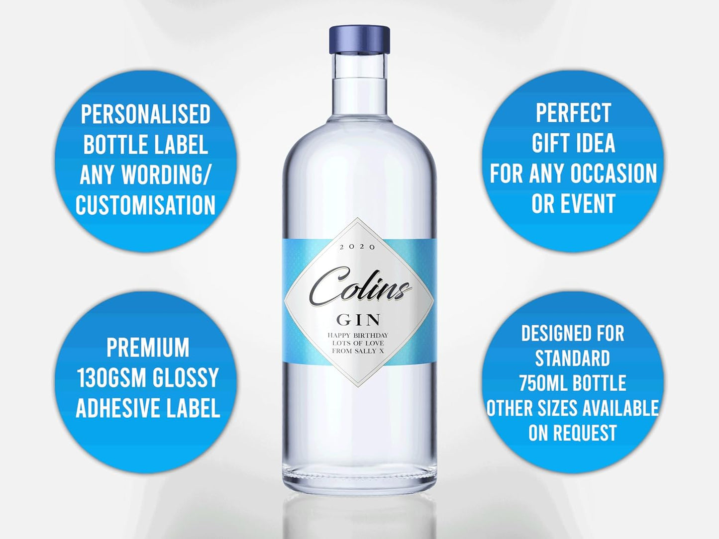 Personalised Gin Bottle Label Custom - Any Wording