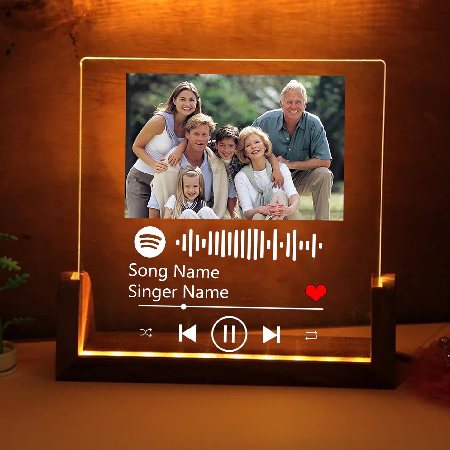 Pahdecor Custom Music Plaque Personalized Acrylic Song with Photo Glass Album Cover Spotify Picture Frame Acrylic Song Plaque Birthday Wedding Christmas Thanksgiving Home Decor