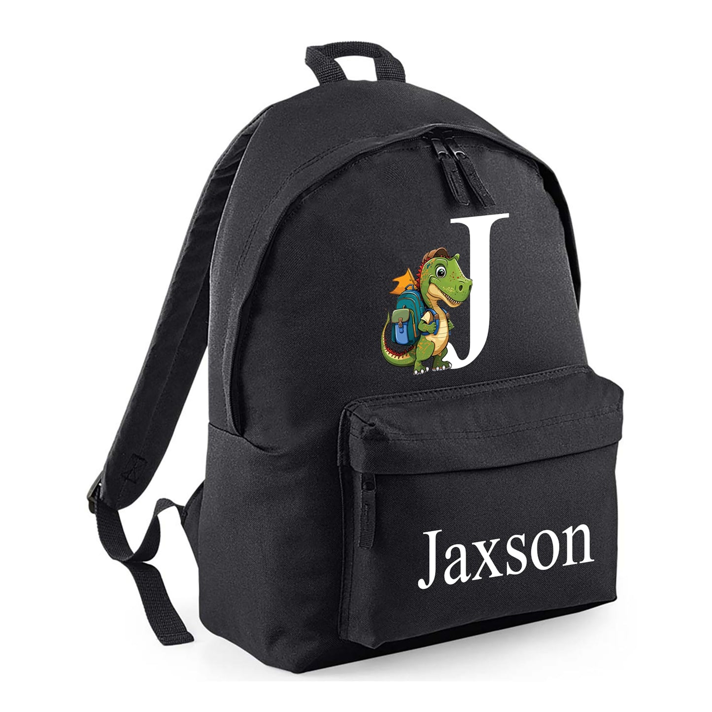 Personalised Kids Backpack - Custom Rucksack with Name - Multiple Designs & Colours - Ideal for Boys, Girls, Nursery and Primary School Children Back to School (Small, Dinosaur Initial, Navy)