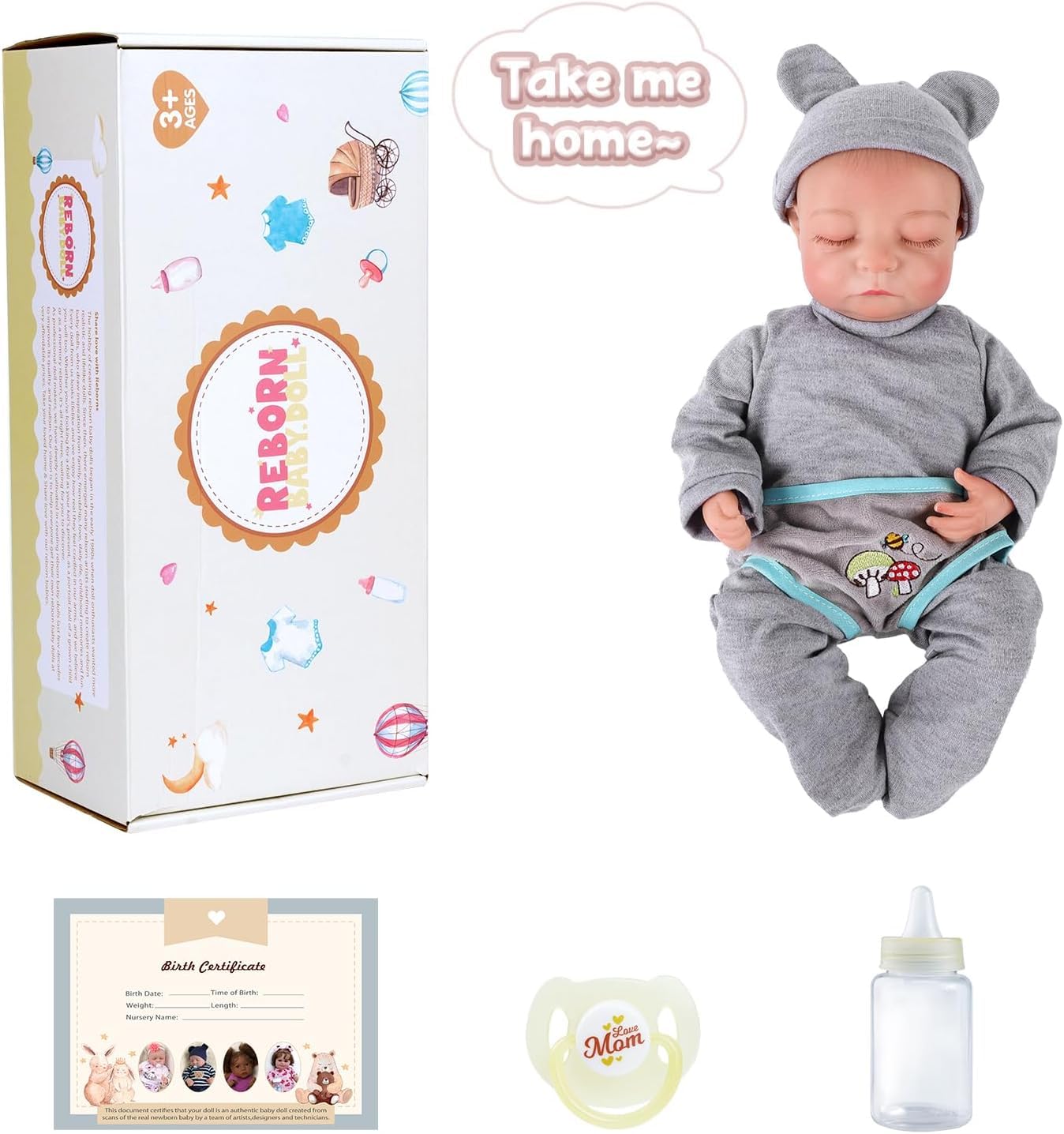 BABESIDE Reborn Baby Doll, 15 Inch Realistic Baby Doll Boy, Lifelike Newborn Baby Doll Soft Body with Full Set of Accessories for Kids Age 3+