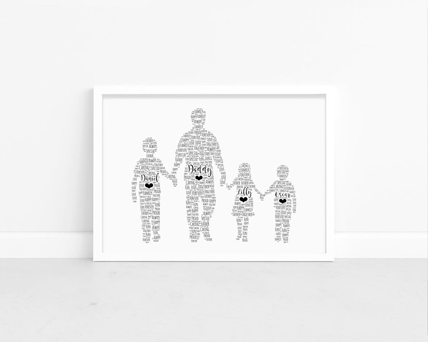 Personalised Father & Child Family Word Art Print - Birthday, Fathers Day Gift -Dad, Daddy Gifts - A5, A4, A3 Prints & Framed