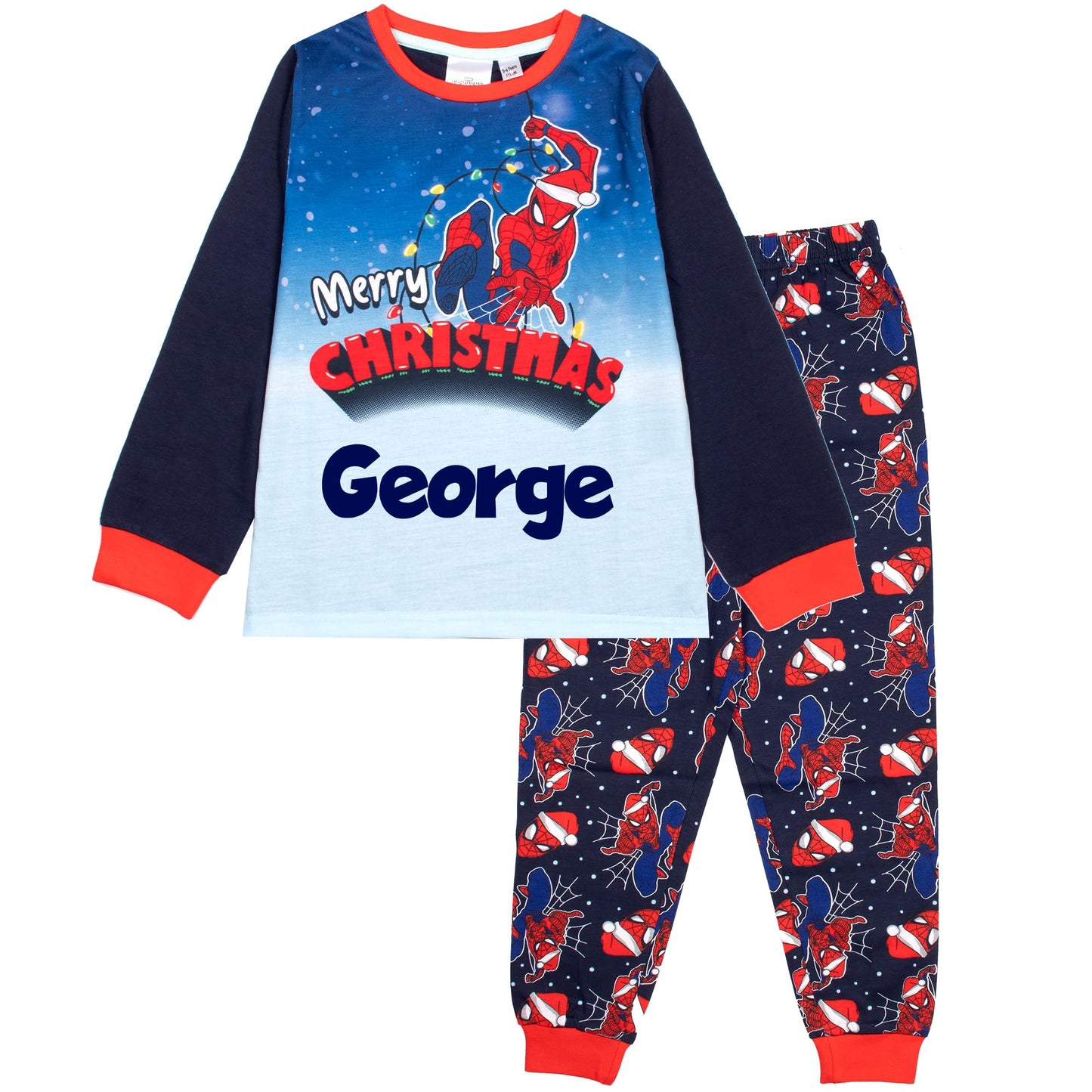 Marvel Spiderman Christmas Personalised Pyjama for Kids Long Sleeve Winter Pyjama Soft and Comfortable Gift for Boys PJ Set