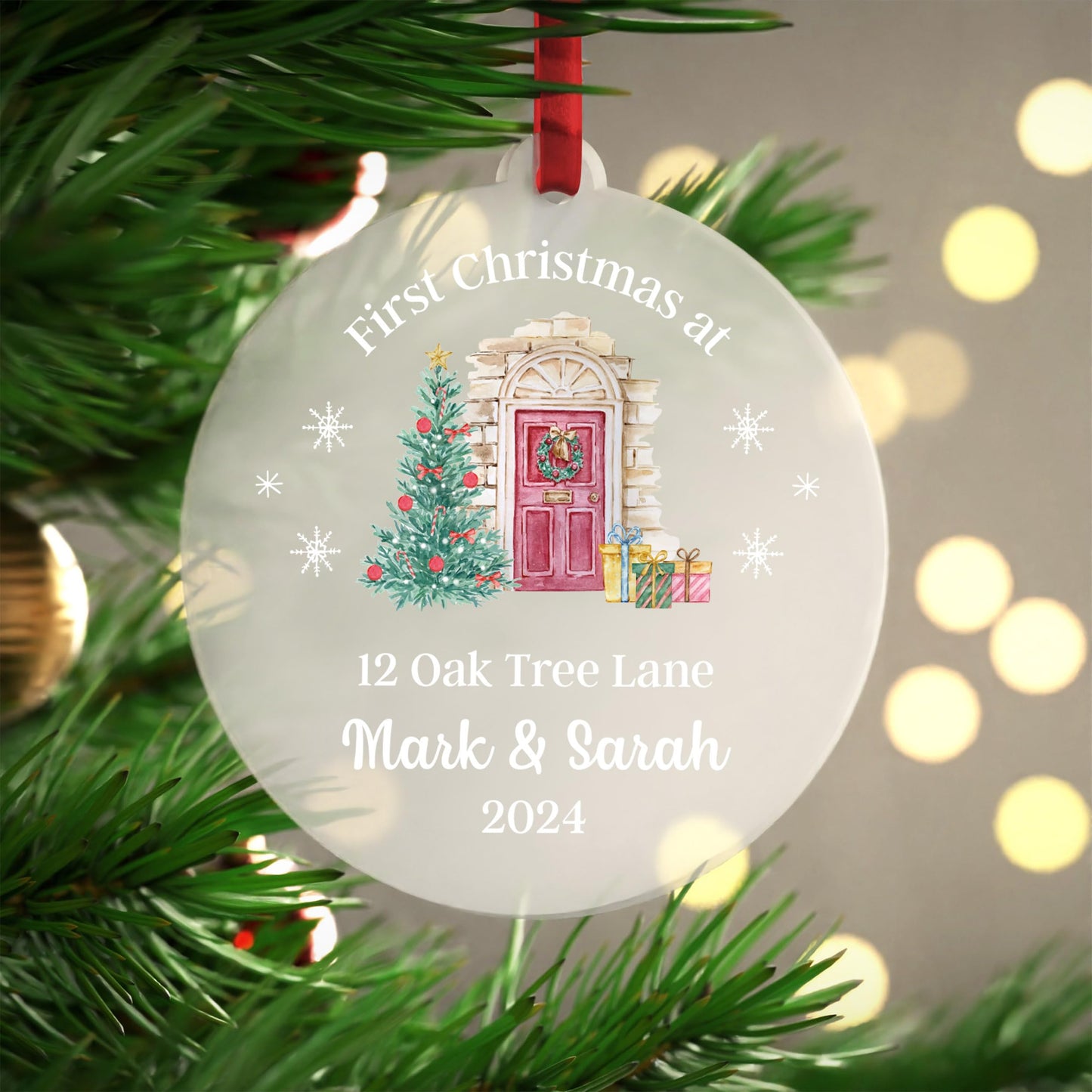 Beecreative First Christmas In Your New Home Ornament - Personalised 1st Xmas New House Home - Housewarming Gift For Couples - Tree Decoration With Red Bag