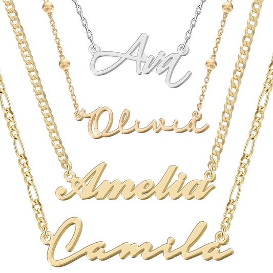 JOELLE JEWELRY Personalised Sterling Silver Name Necklace Custom Gold Name Jewellery Customised Dainty Pendant Birthday Gift Ideas for Women Girl Teenage