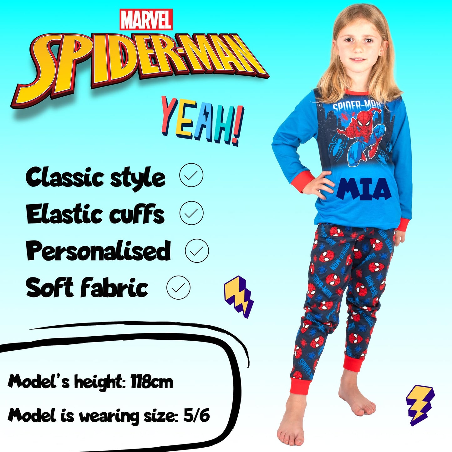 Marvel Spiderman Christmas Personalised Pyjama for Kids Long Sleeve Winter Pyjama Soft and Comfortable Gift for Boys PJ Set