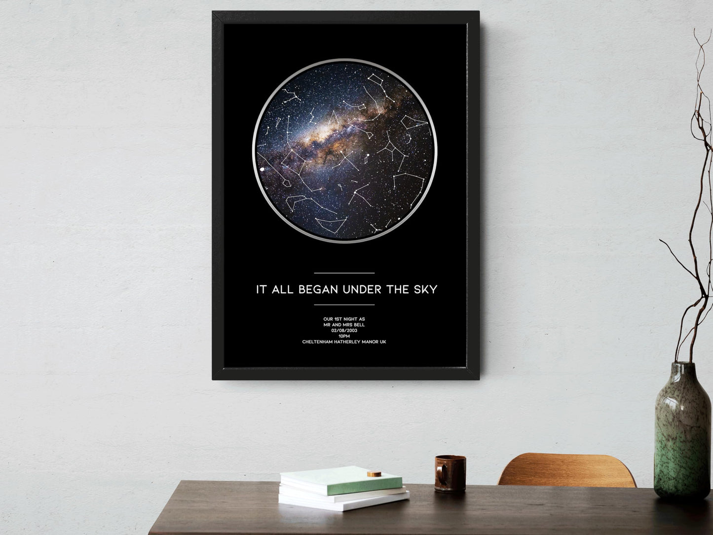 forefrontdesigns Personalised The Day it Began Star map chart astronomical Poster Print Framed/unframed