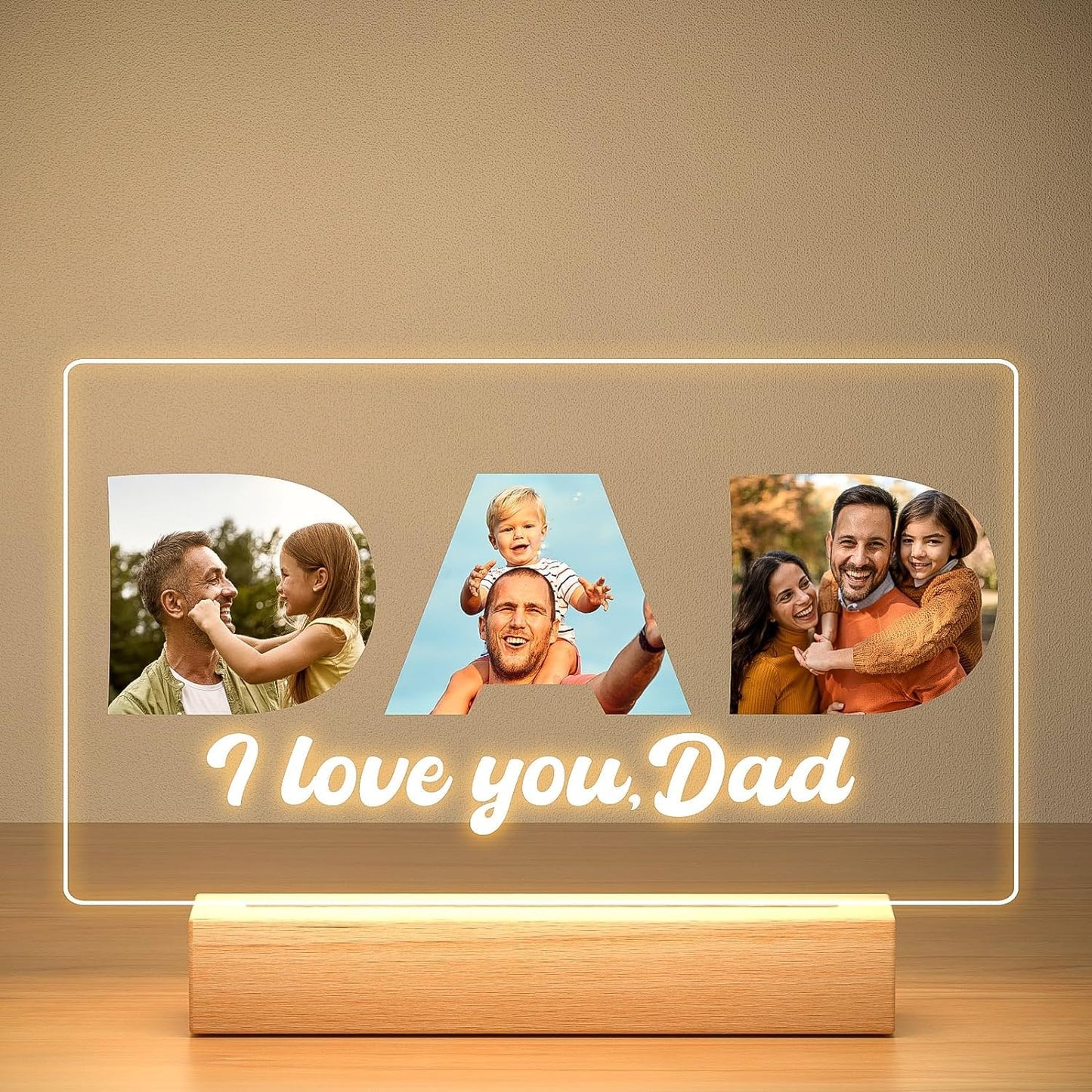 Personalised Anniversary Couples Gifts for Women and Men, Personalised Photo Frame with Photo, Customised Picture Frame with Night Light, Personalised Christmas Birthday Gifts for Her and Him