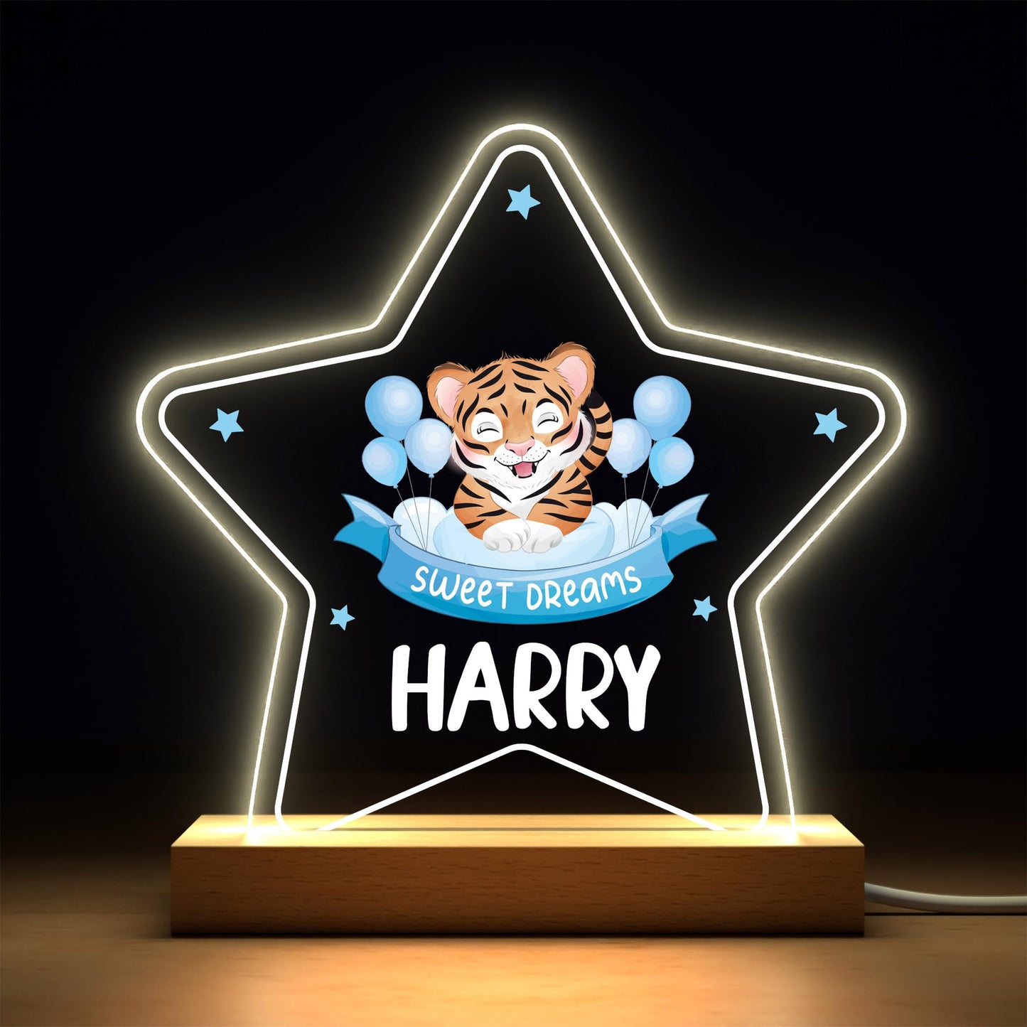 Baby Boy Christening Gifts, Personalised Christening Gifts For Boy Son Grandson, Jungle Safari Animal LED Night Light With Childs Name