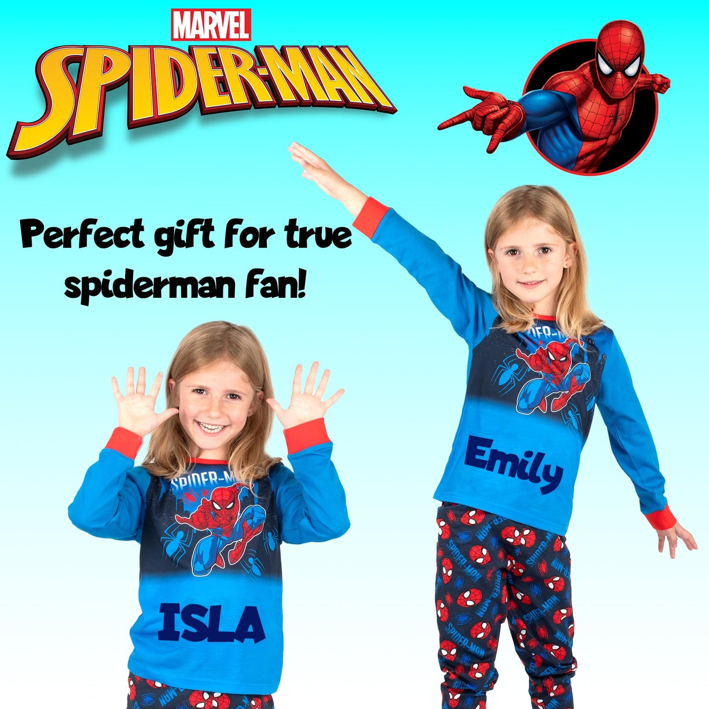 Marvel Spiderman Christmas Personalised Pyjama for Kids Long Sleeve Winter Pyjama Soft and Comfortable Gift for Boys PJ Set