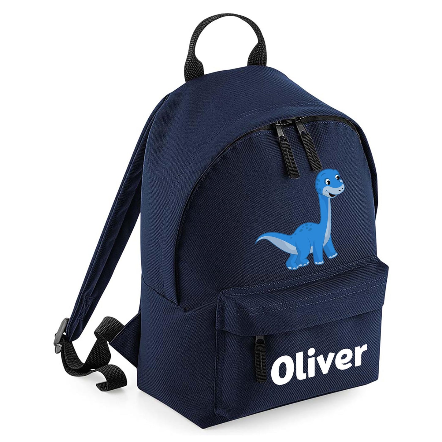 Personalised Kids Backpack - Custom Rucksack with Name - Multiple Designs & Colours - Ideal for Boys, Girls, Nursery and Primary School Children Back to School (Small, Dinosaur Initial, Navy)