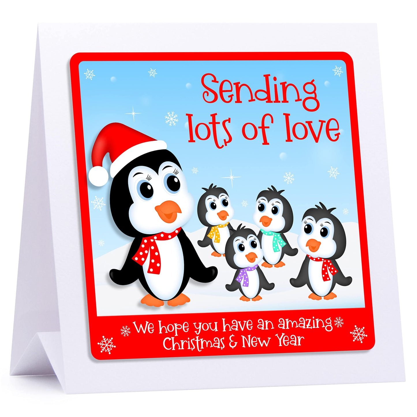 Personalised Christmas Card Family Christmas Card Snowmen - Embellished With Glittering Crystals From Swarovski Family or Couple 1-12 names