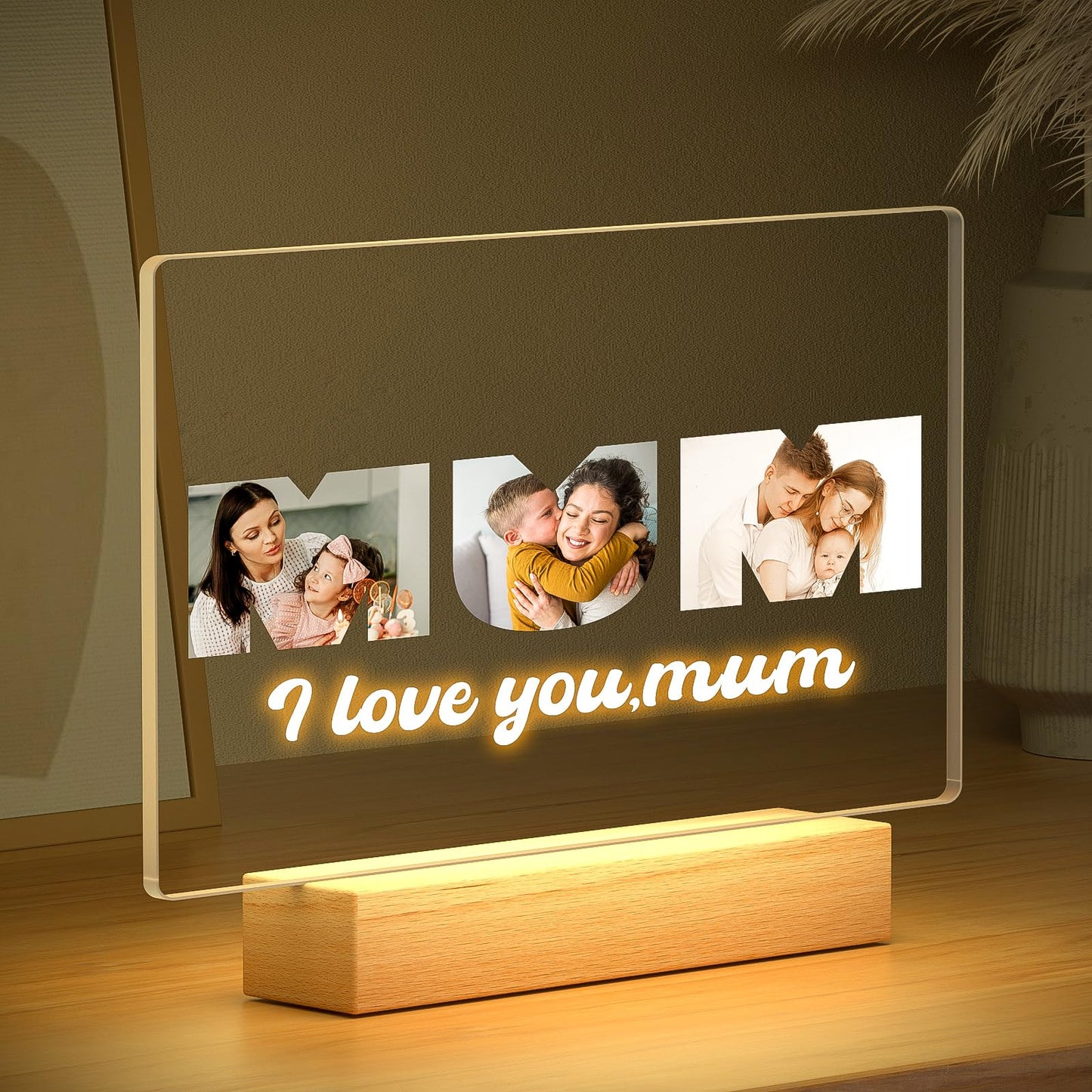 Personalised Anniversary Couples Gifts for Women and Men, Personalised Photo Frame with Photo, Customised Picture Frame with Night Light, Personalised Christmas Birthday Gifts for Her and Him